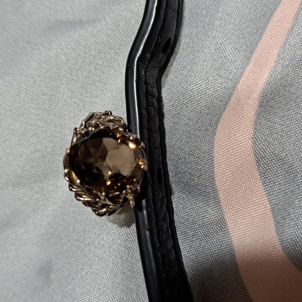 Smokey Quartze Antique 1950's large stone ring .READ all description.